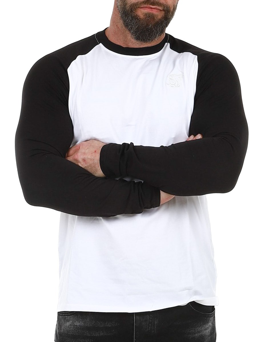28179 Muscle Fit SikSilk Longsleeve Black White_4.jpg