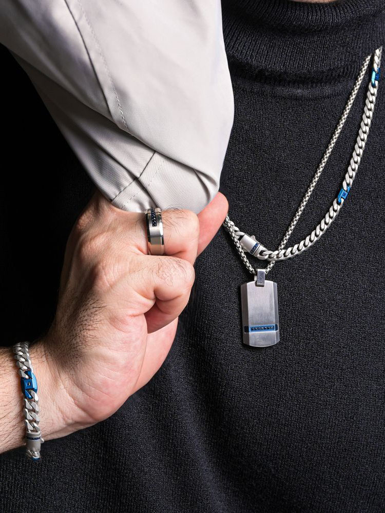Ocean Steed Beveled Cuban Inox Halsband - Silver 6.jpg