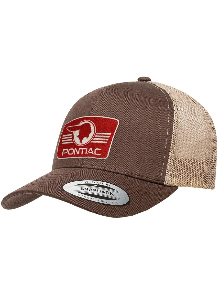 Pontiac Retro Logo Premium Trucker Keps - Brun-Khaki.jpg
