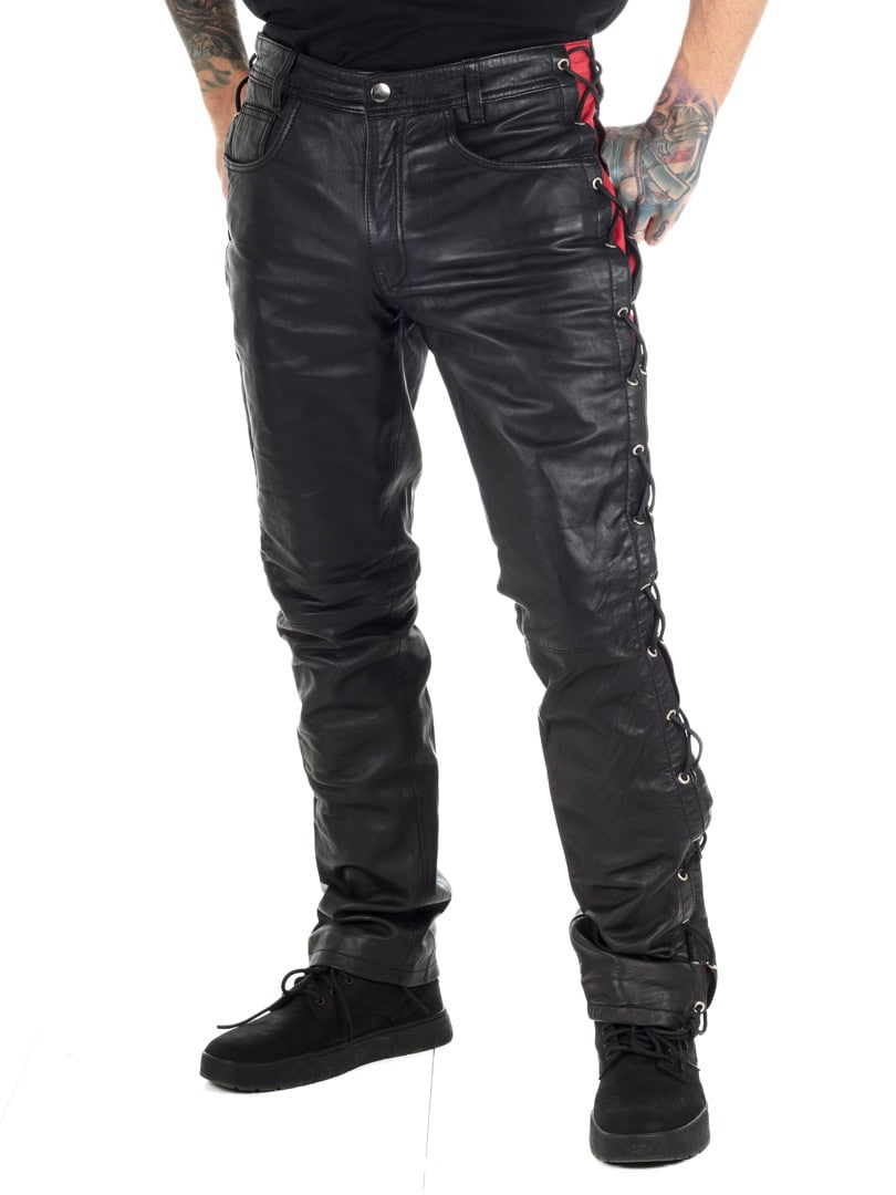 Rock Denim Premium Nitro Leather Pants Black Red_3.jpg