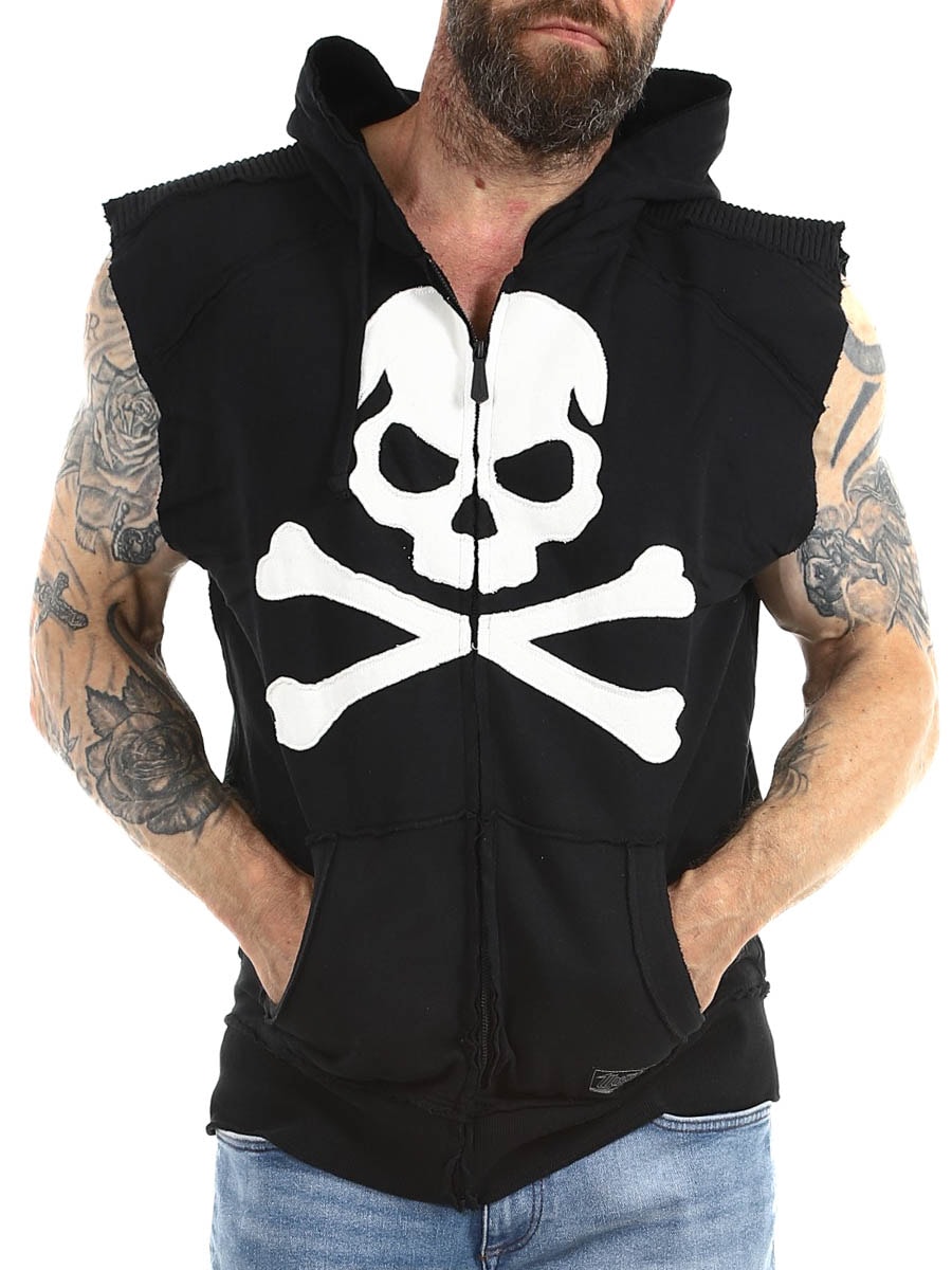 White Skull Wornstar Sleeveless Hoodie Black_2.jpg