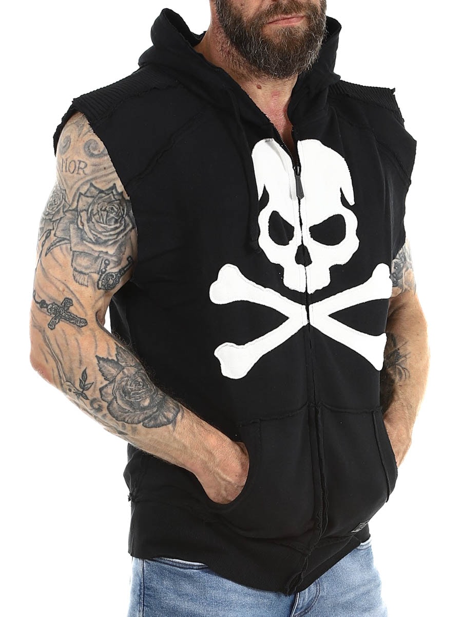 White Skull Wornstar Sleeveless Hoodie Black_3.jpg