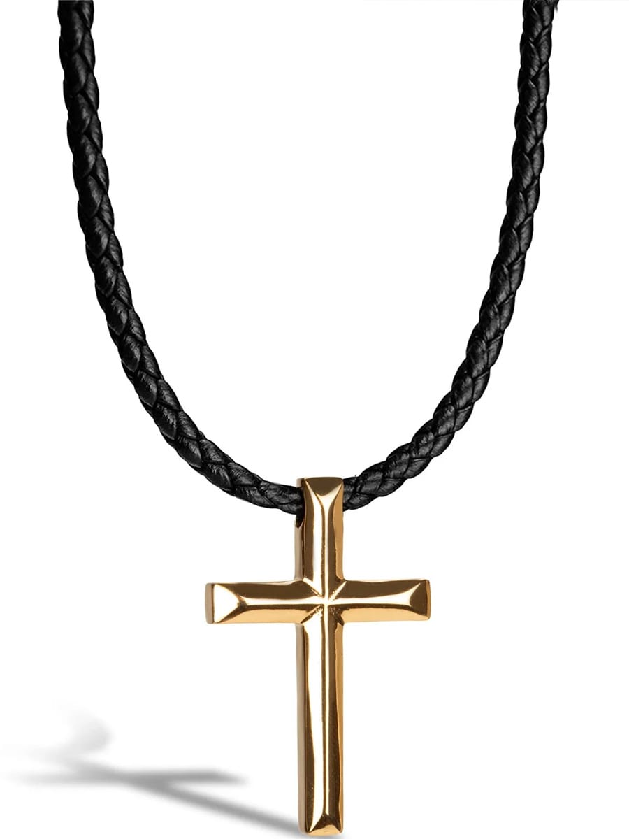 X-N012-gold Serasar Cross Leather Halsband.jpg
